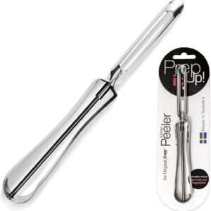 Linden Sweden Original Jonas Vegetable Peeler - Rust Resistant Silver Potato Peeler with Ergonomic Handle for Safety and Control - Dishwasher Safe and Compact for Easy Cleanup - Made In Sweden - 6.5in