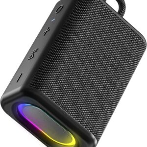 Portable Bluetooth Speaker with Lights, Powerful Crystal Clear Sound, IPX5 Waterproof, All Day Playtime, AUX&TF-Card Input, Bluetooth 5.3, TWS Paring, Small Wireless Speaker for Outdoor, Gift Ideas