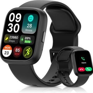 Smart Watch for Men Women, 1.83" HD, Alexa Built-in, Bluetooth 5.3 Calls & Notifications, IP68 Waterproof,100+ Sport Modes,Fitness Tracker/Heart Rate/SpO2/Sleep Monitor for Android iOS (Black)
