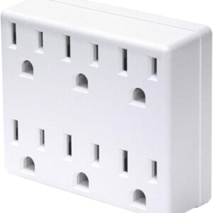 6 Outlet Adapter 15 Amp, 125 Volt, 6ADPT-H0W, White
