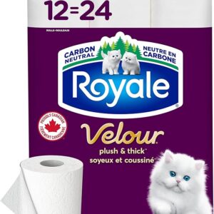 Royale Velour Toilet Paper, 12 Equal 24 Rolls, 142 Bathroom Tissues per roll