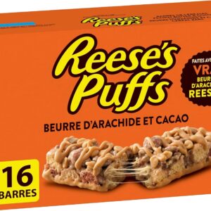 Reese's Puffs - Family Pack Size - Peanut Butter and Cocoa Flavour Cereal Bars, Pack of 16 Bars, Made with Real Reese's Peanut Butter