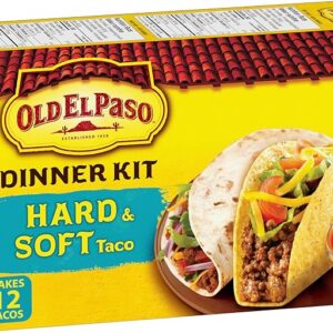 Old El Paso Hard and Soft Kit, Makes 12 Tacos, Box Includes 6 Soft Tortillas, 6 Taco Shells, Mild Taco Sauce and Taco Seasoning Mix, Ready in 20 Minutes, 340 Grams Package