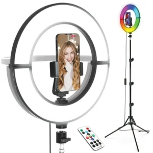 Bower 12” Foldable RGB Ring Light with Adjustable Stand & Wireless Remote
